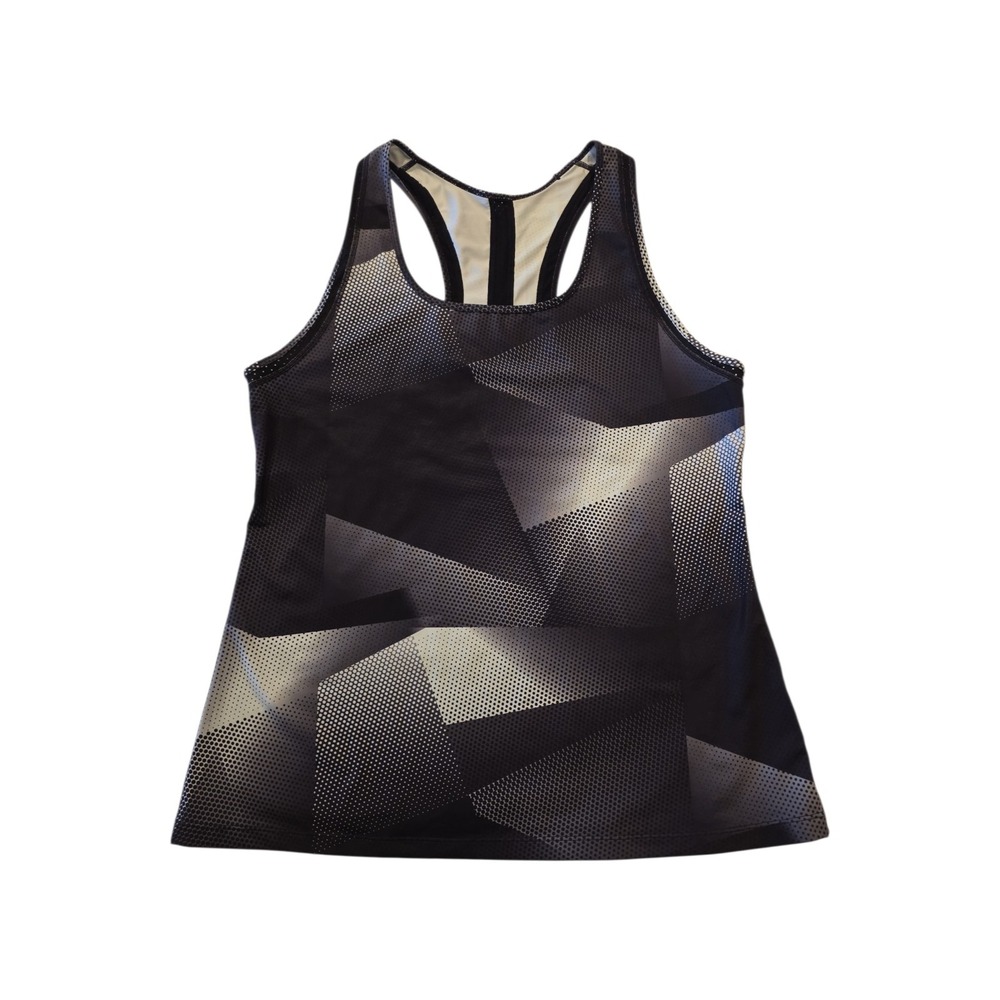 GapFit Women's Athletic Tank Top Large Black Gray Geometric Racerback Active